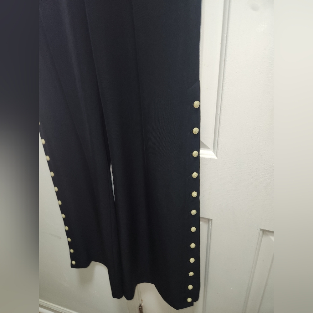 Anthropologie LEIFSDOTTIR Black Wide-Leg Pants with Button Detail SIZE 12 - Picture 4 of 9